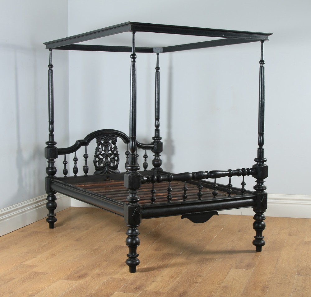 Poster Bed Teak Wood Dark Walnut Polish